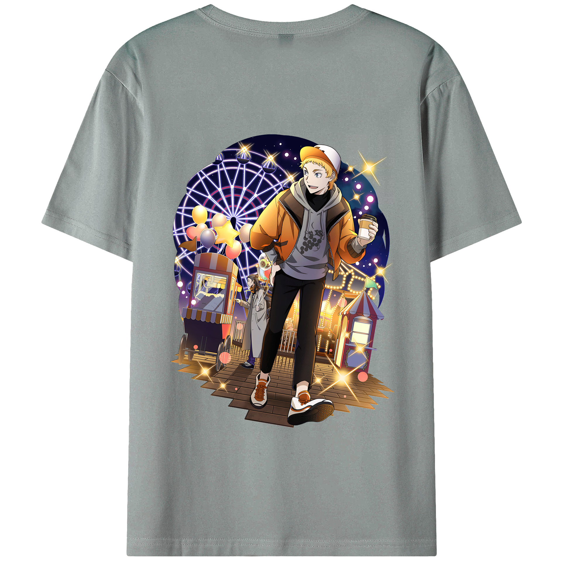 文豪ストレイドッグス Bungo Stray Dogs 綿100％ メンズ半袖Tシャツ（バックプリント） 通気性